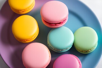 Obraz premium Plate of colorful macarons