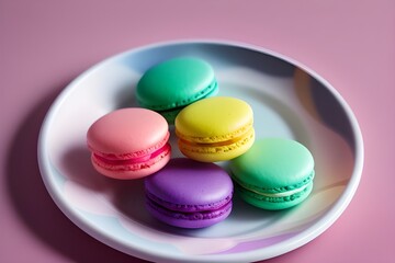 Fototapeta premium Plate of colorful macarons