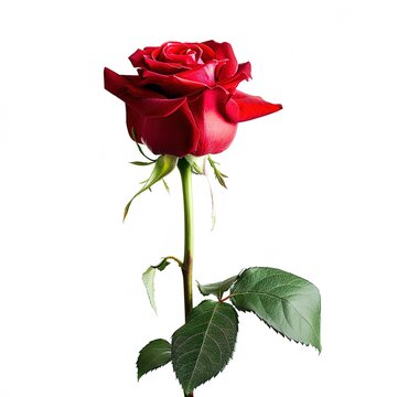 Single red rose flower isolated on white background GENERATIVE AI,