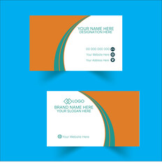  orange green creative business card and name card horizontal simple clean template vector design