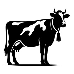 Holstein Friesians Dairy Cattle silhouette vector, black color silhouette