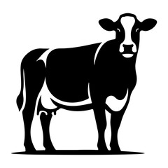 Holstein Friesians Dairy Cattle silhouette vector, black color silhouette