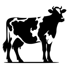 Holstein Friesians Dairy Cattle silhouette vector, black color silhouette