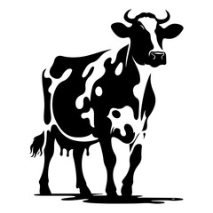 Holstein Friesians Dairy Cattle silhouette vector, black color silhouette