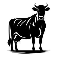 Holstein Friesians Dairy Cattle silhouette vector, black color silhouette