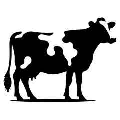 Holstein Friesians Dairy Cattle silhouette vector, black color silhouette