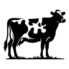 Holstein Friesians Dairy Cattle silhouette vector, black color silhouette