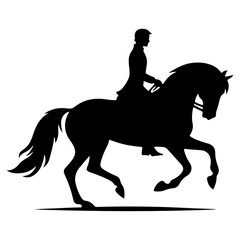 horse raider raiding horse vector silhouette, black color silhouette