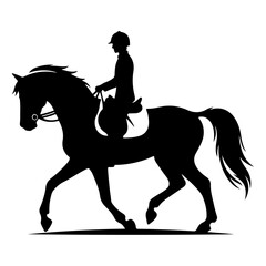 horse raider raiding horse vector silhouette, black color silhouette