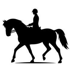 horse raider raiding horse vector silhouette, black color silhouette