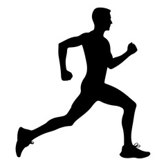 Fototapeta na wymiar minimal Marathon front view run pose man vector silhouette, black color silhouette