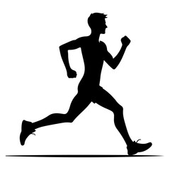 Fototapeta na wymiar minimal Marathon front view run pose man vector silhouette, black color silhouette