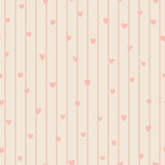 small hearts. valentine card. vanilla repetitive background. vector seamless pattern. fabric swatch. striped wrapping paper. design textile template