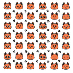 seamless cute dog and paw pattern