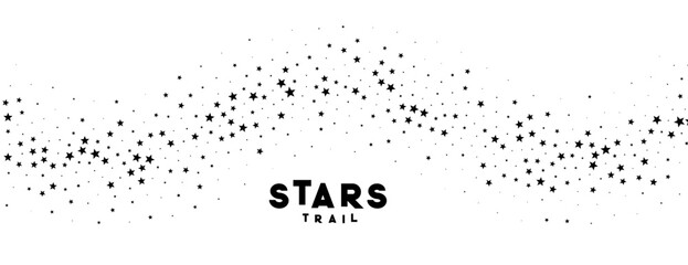 elegant scattered stars wavy trail path white background