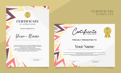 Flat Modern colorful certificate of achievement template