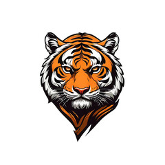 Tiger head logo, isolated on white, PNG