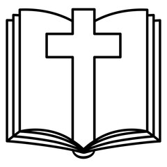 Open Bible with Cross