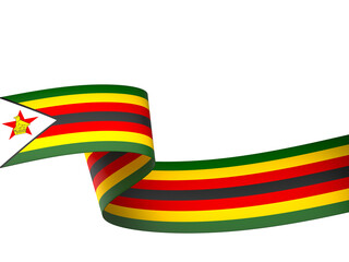 Zimbabwe flag element design national independence day banner ribbon png
