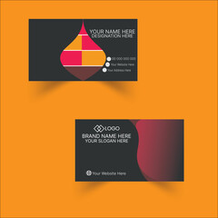 Double-sided creative business card template. Portrait and landscape orientation. Horizontal and vertical layout. Red orange and black color theme
