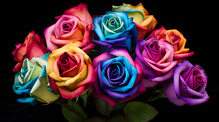 
Multicolored Rose. Colorful Rose.