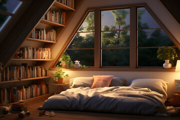 room with a cozy reading nook