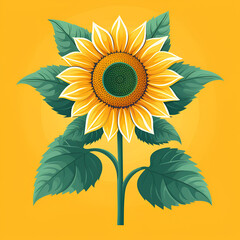 A logo illustration of a yellow sunflower on a golden background. Created with generative AI.