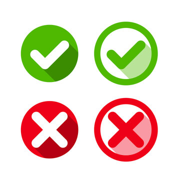 set of yes and no tick icon design