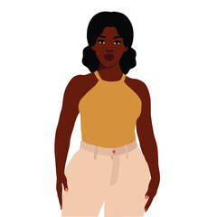 Fototapeta premium Beautiful black woman in elegant art style vector