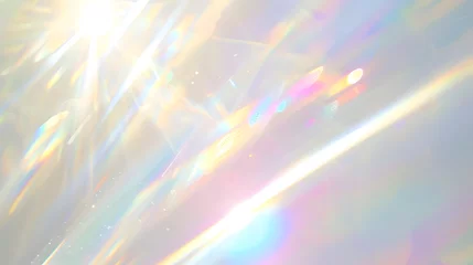 Fotobehang 虹色に輝く光のレンズフレアアート背景 © おでんじん