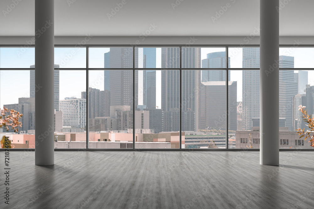 Wall mural downtown los angeles city skyline buildings from high rise window. beautiful expensive real estate o