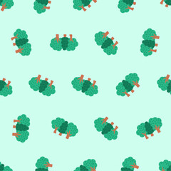 Forest seamless pattern. Suitable for backgrounds, wallpapers, fabrics, textiles, wrapping papers, printed materials, and many more. Editable vector.