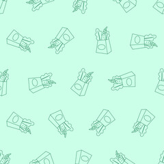 Shopping bag paper line art seamless pattern. Suitable for backgrounds, wallpapers, fabrics, textiles, wrapping papers, printed materials, and many more. Editable vector.