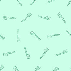 Wooden toothbrush line art seamless pattern. Suitable for backgrounds, wallpapers, fabrics, textiles, wrapping papers, printed materials, and many more. Editable vector.