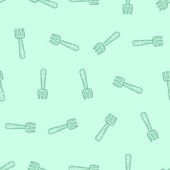 Wooden fork line art seamless pattern. Suitable for backgrounds, wallpapers, fabrics, textiles, wrapping papers, printed materials, and many more. Editable vector.