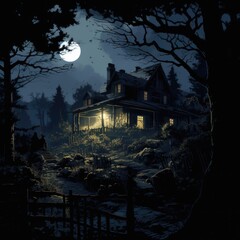 Fototapeta na wymiar House at night