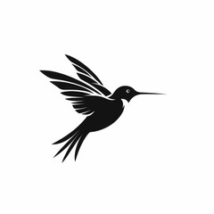 Obraz premium Hummingbird Silhouette in black and white. Minimalistic illustration for logo design