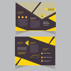 Tri fold brochure design. Teal, orange corporate business template for tri fold flyer. Layout with modern circle photo and abstract background. Creative concept 3 folded flyer or brochure - obrazy, fototapety, plakaty