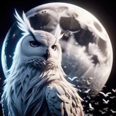 Majestic White Owl in Moonlight - Ethereal Wildlife Photography