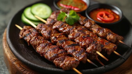 Image of Delicious Beef Satay from Indonesia Generative AI