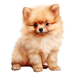 Obraz premium Cute Pomeranian Puppy Digital Painting