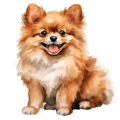 Obraz premium Happy Pomeranian Dog Watercolor Style Image