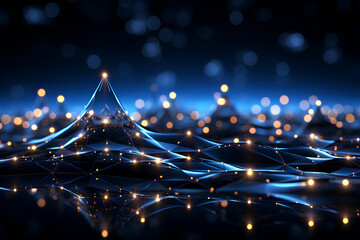 A background for a data and intelligence website Linkedin. Dark blue background, Orange and purple neon. Abstract and repetitive patterns. Data.  on generative AI 