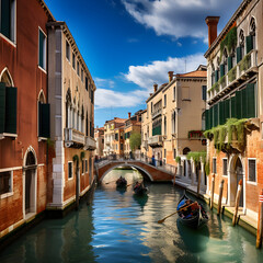 Fototapeta na wymiar Scenic Beauty of Venice: A Glimpse into the City's Historic Canals and Colorful Architecture