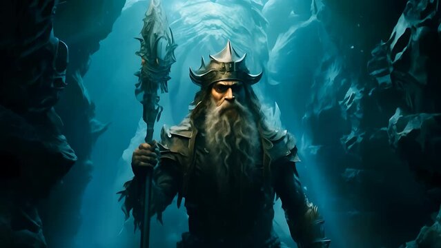 Poseidon (Neptune) in his underwater realm