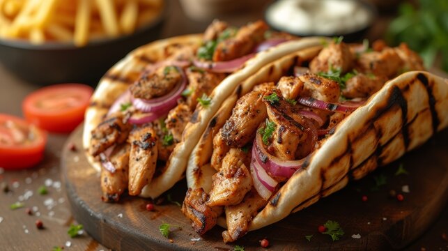 Fototapeta Greek Street Food - Advertisement Generative AI