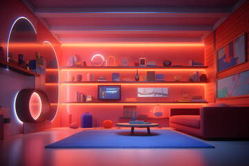 A sensory room with built in shelves for fidget toys