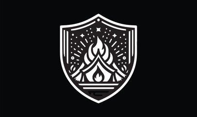 camp fire, tent badge, logo