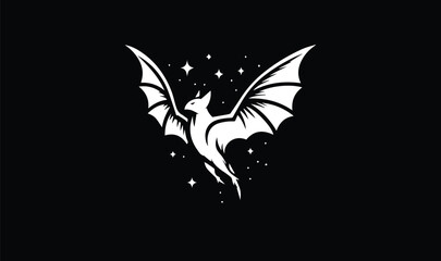 bat flying in night, logo, design, idea