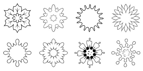 set of hand drawn flower design elements